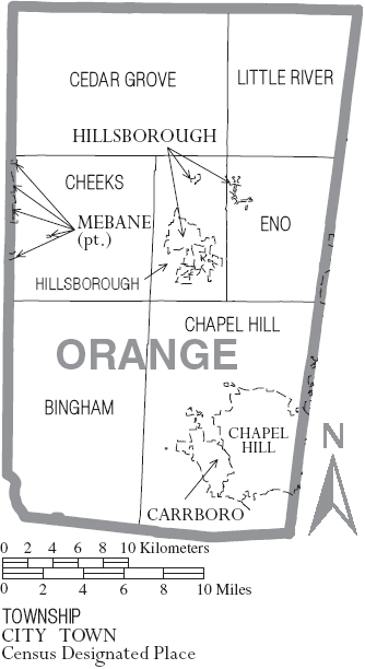 Map orange county NC